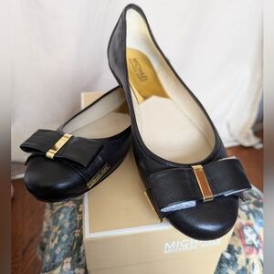 Black Leather Ballet Flat MK Kiera 9M